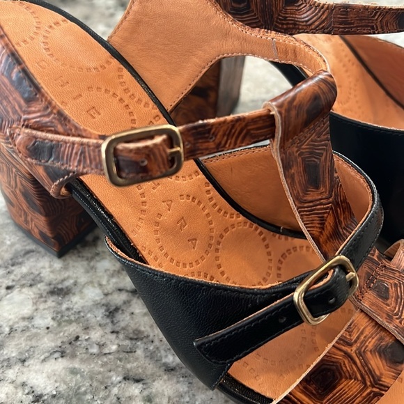 NWT Chie Mihara Reinol Two-Tone Multi Strapped Stacked Heel Sandal Size 40 (10) - Picture 10 of 11